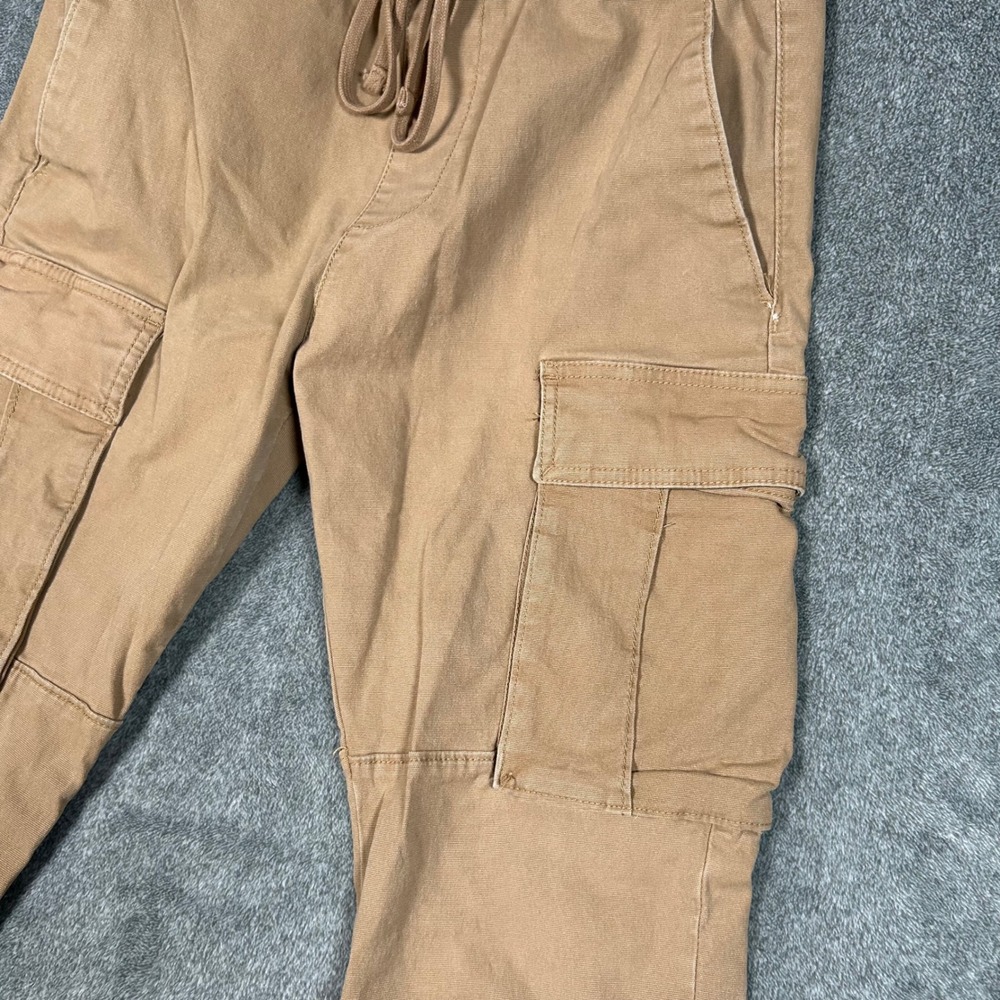 PacSun Mens Slim Fit Cargo Pants Tan Light Khaki Drawstring Elastic Waist Small - Picture 4 of 13